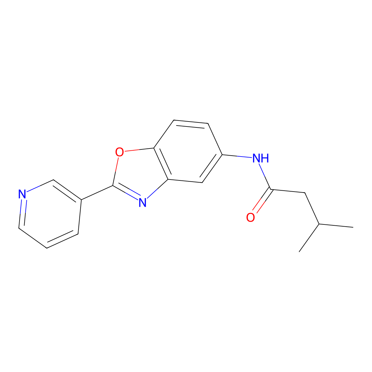 3-methyl-N-(2-pyridin-3-yl-1,3-benzoxazol-5-yl)butanamide molecular structure, CAS 381194-33-8