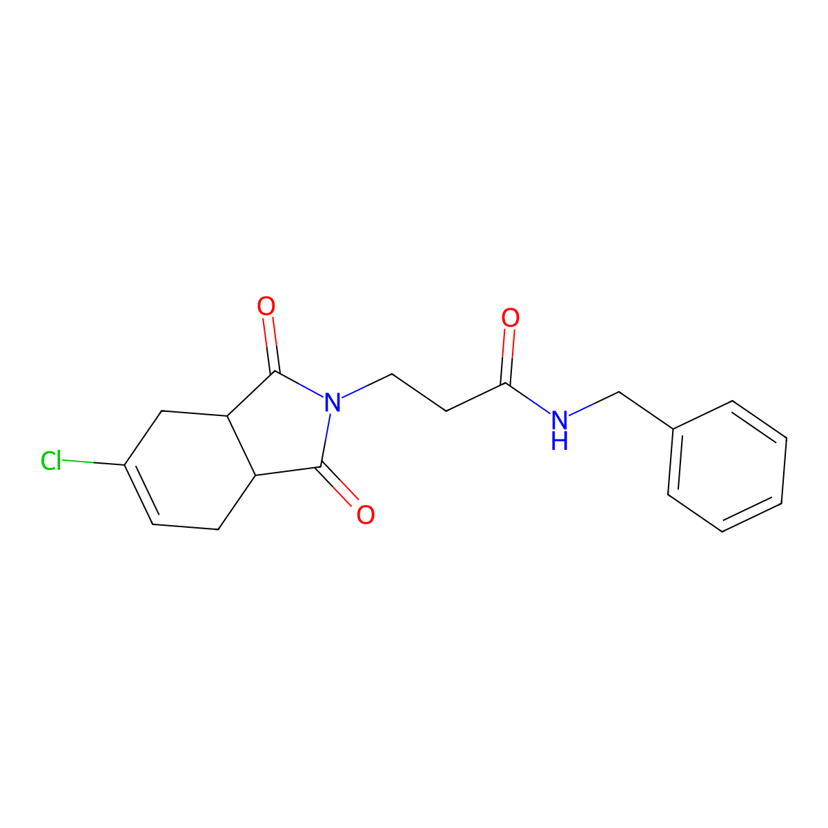 N-benzyl-3-(5-chloro-1,3-dioxo-3a,4,7,7a-tetrahydroisoindol-2-yl)propanamide molecular structure, CAS 381194-66-7