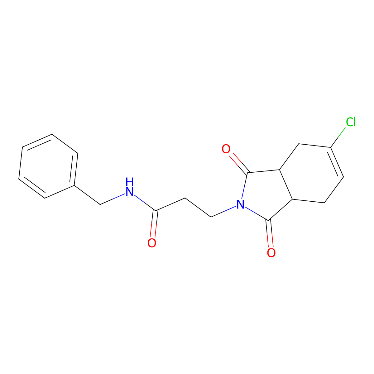 N-benzyl-3-(5-chloro-1,3-dioxo-3a,4,7,7a-tetrahydroisoindol-2-yl)propanamide molecular structure, CAS 381194-66-7