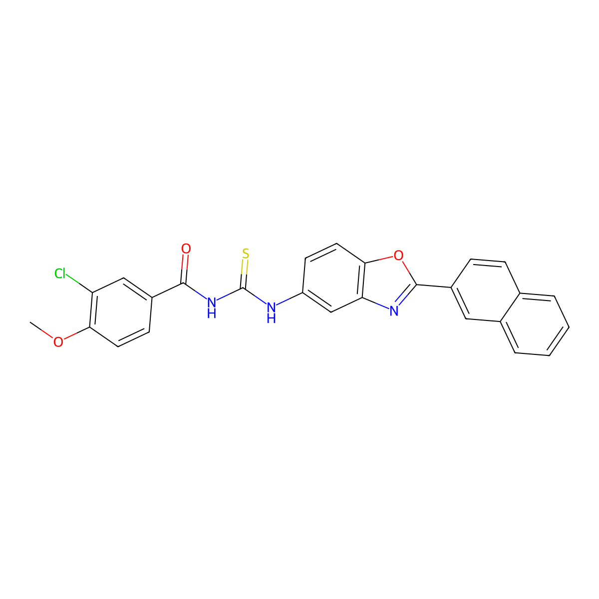 3-chloro-4-methoxy-N-[(2-naphthalen-2-yl-1,3-benzoxazol-5-yl)carbamothioyl]benzamide molecular structure, CAS 381195-11-5