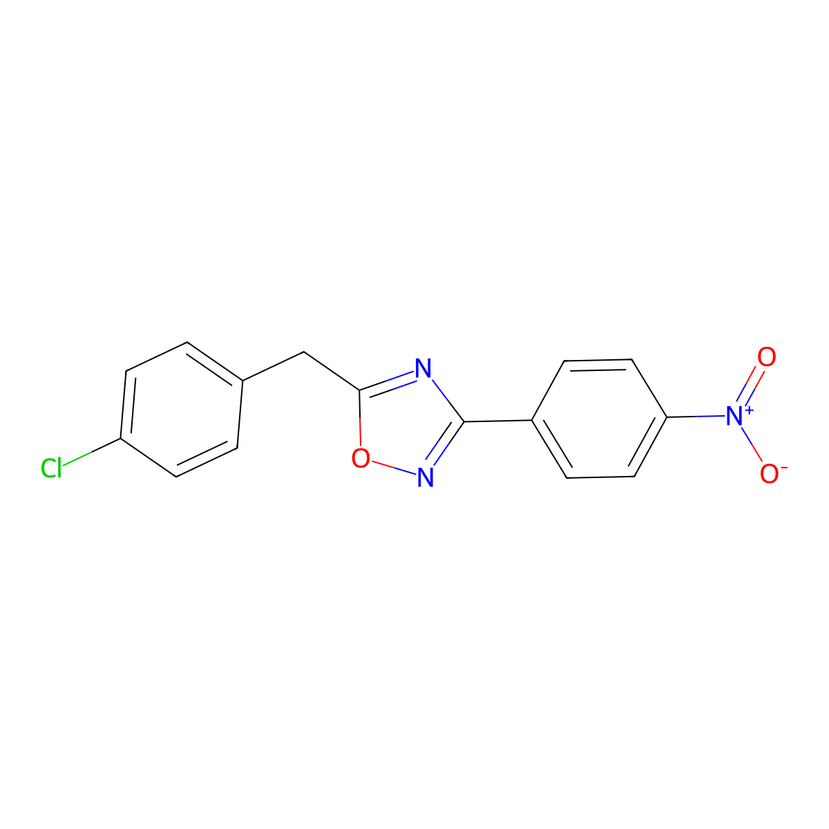 5-[(4-Chlorophenyl)methyl]-3-(4-nitrophenyl)-1,2,4-oxadiazole molecular structure, CAS 381195-15-9
