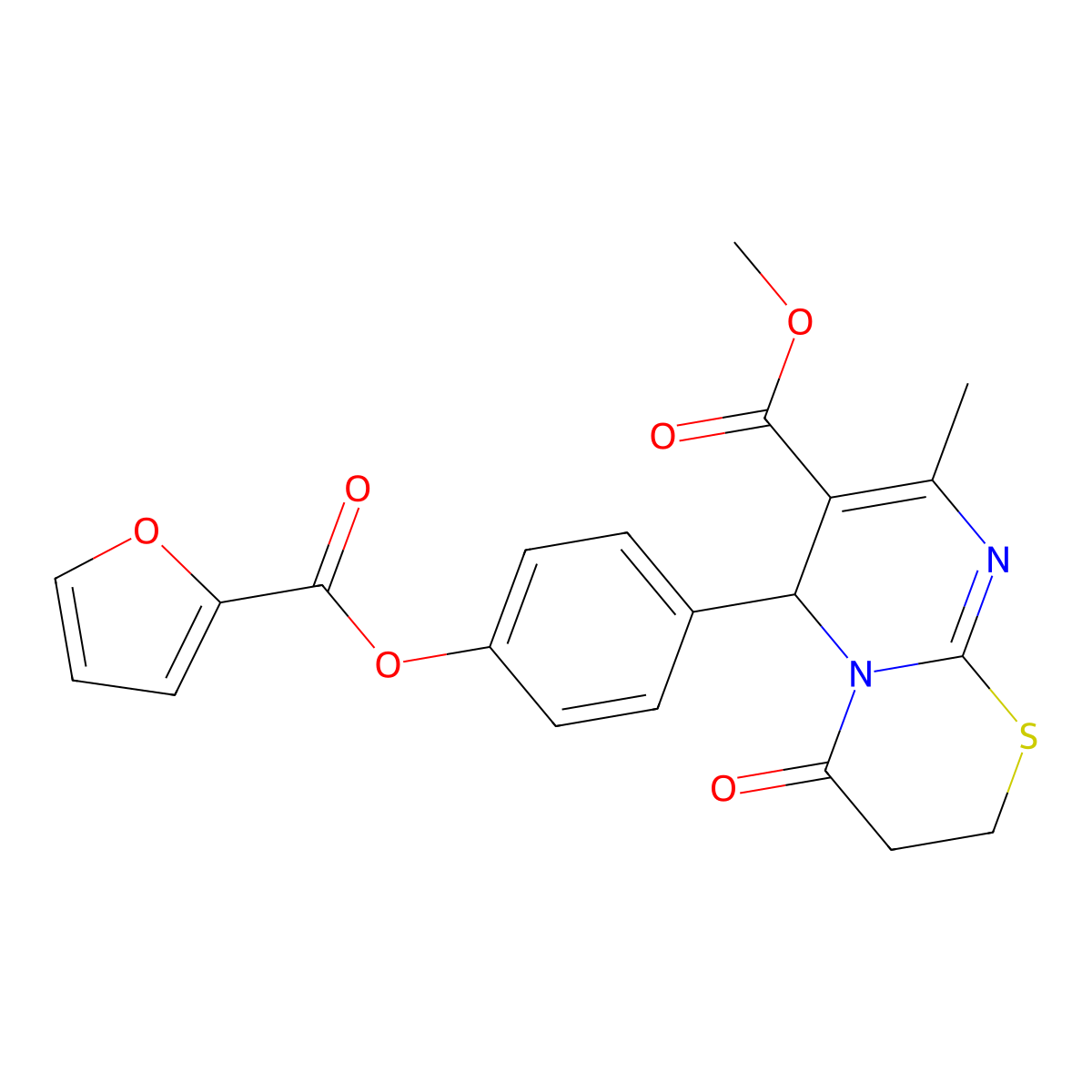 methyl 6-[4-(furan-2-carbonyloxy)phenyl]-8-methyl-4-oxo-3,6-dihydro-2H-pyrimido[2,1-b][1,3]thiazine-7-carboxylate molecular structure, CAS 381195-67-1