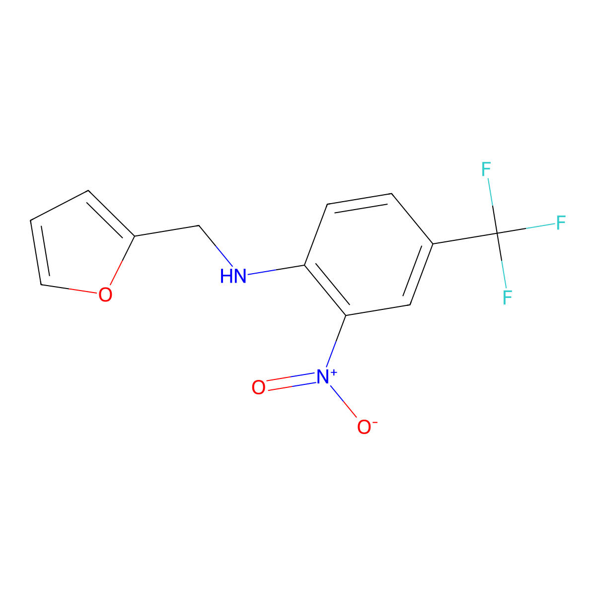 N-(furan-2-ylmethyl)-2-nitro-4-(trifluoromethyl)aniline molecular structure, CAS 381196-30-1
