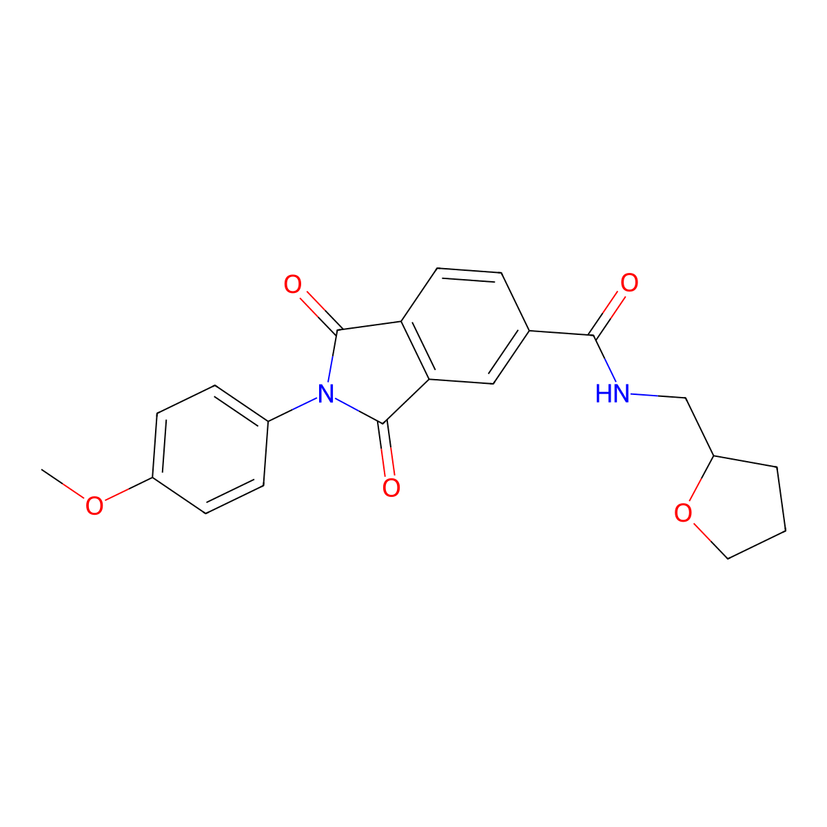2-(4-methoxyphenyl)-1,3-dioxo-N-(oxolan-2-ylmethyl)isoindole-5-carboxamide molecular structure, CAS 381196-63-0