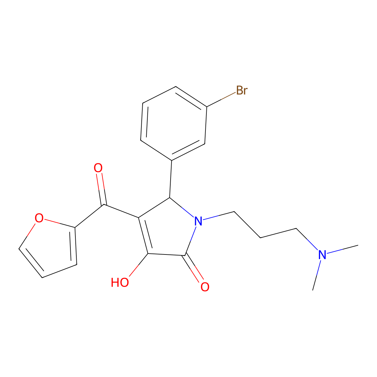 5-(3-bromophenyl)-1-(3-(dimethylamino)propyl)-4-(furan-2-carbonyl)-3-hydroxy-1H-pyrrol-2(5H)-one molecular structure, CAS 381197-37-1