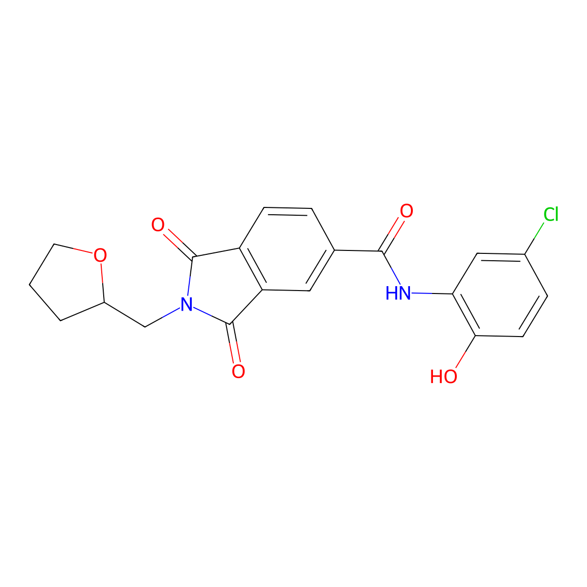 N-(5-chloro-2-hydroxyphenyl)-1,3-dioxo-2-(oxolan-2-ylmethyl)isoindole-5-carboxamide molecular structure, CAS 381197-58-6