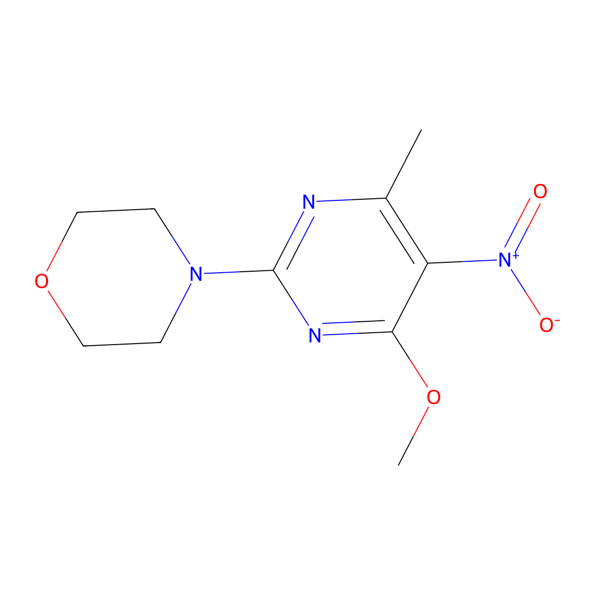 4-(4-Methoxy-6-methyl-5-nitropyrimidin-2-yl)morpholine molecular structure, CAS 381198-19-2