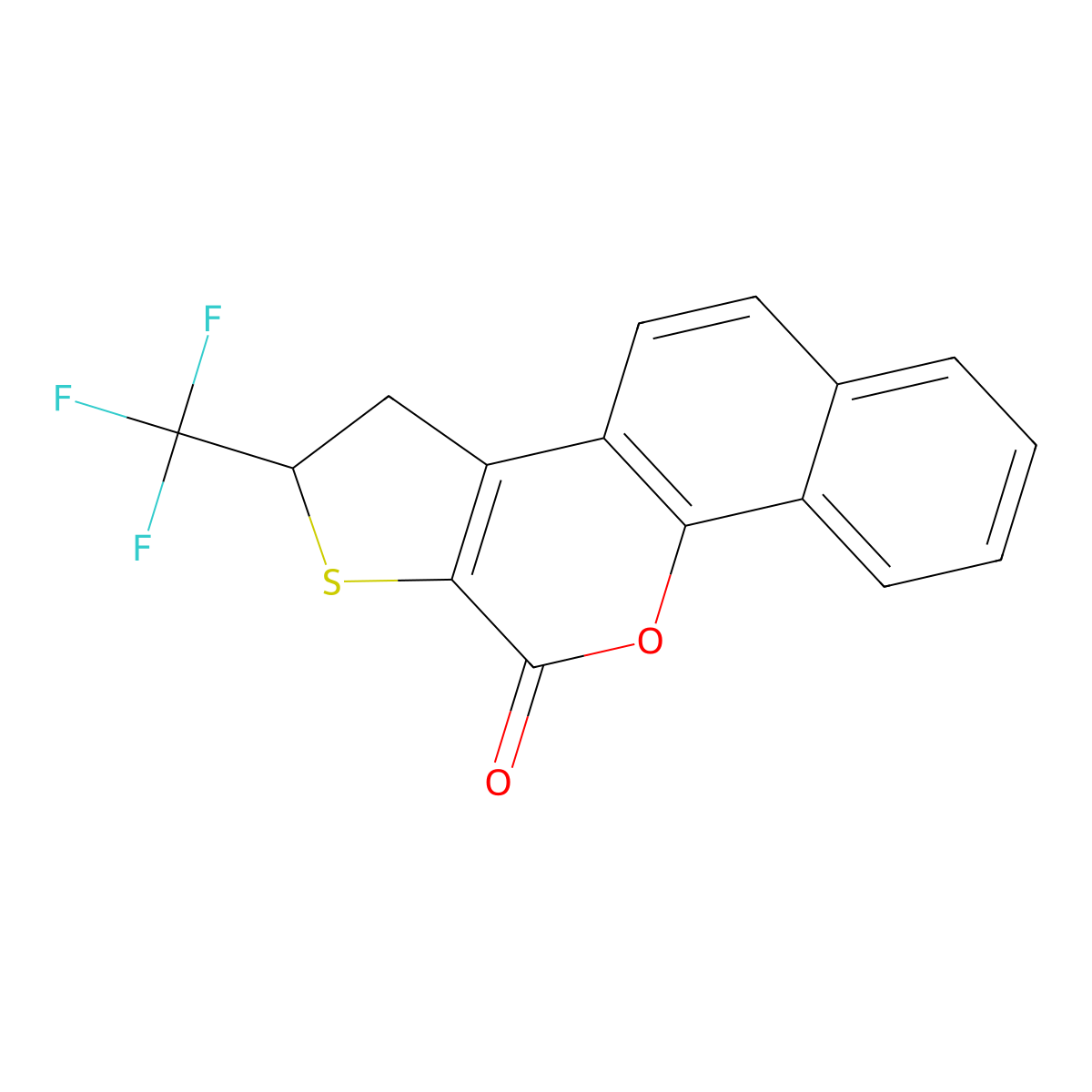 2-(trifluoromethyl)-2,3-dihydro-11H-benzo[h]thieno[2,3-c]chromen-11-one molecular structure, CAS 381198-24-9