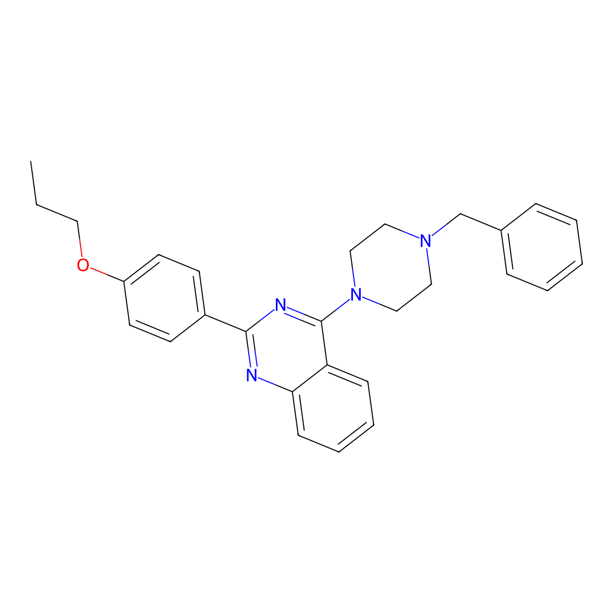 4-(4-Benzylpiperazin-1-yl)-2-(4-propoxyphenyl)quinazoline molecular structure, CAS 381198-27-2