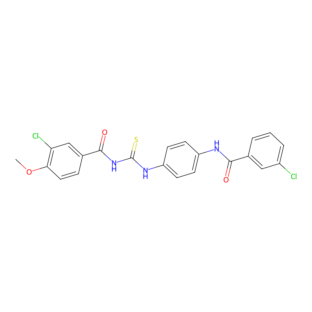 3-chloro-N-[[4-[(3-chlorobenzoyl)amino]phenyl]carbamothioyl]-4-methoxybenzamide molecular structure, CAS 381198-43-2