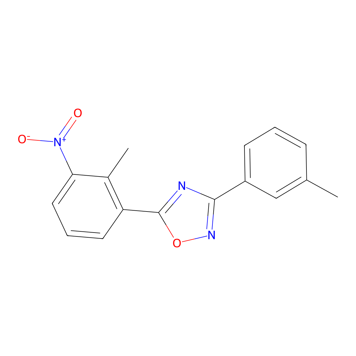 5-(2-Methyl-3-nitrophenyl)-3-(3-methylphenyl)-1,2,4-oxadiazole molecular structure, CAS 381198-84-1