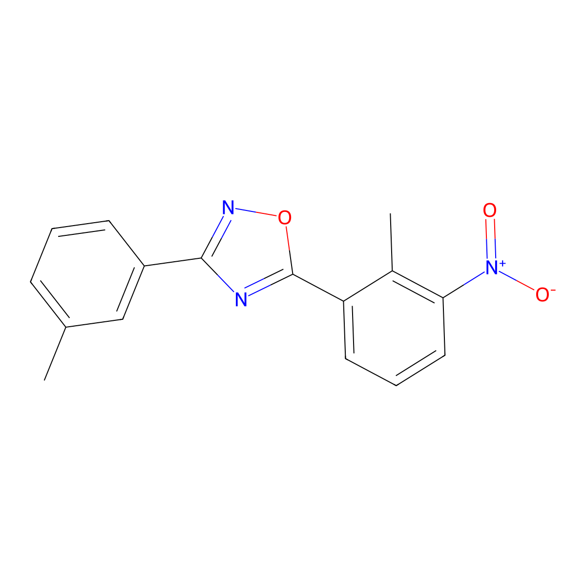 5-(2-Methyl-3-nitrophenyl)-3-(3-methylphenyl)-1,2,4-oxadiazole molecular structure, CAS 381198-84-1