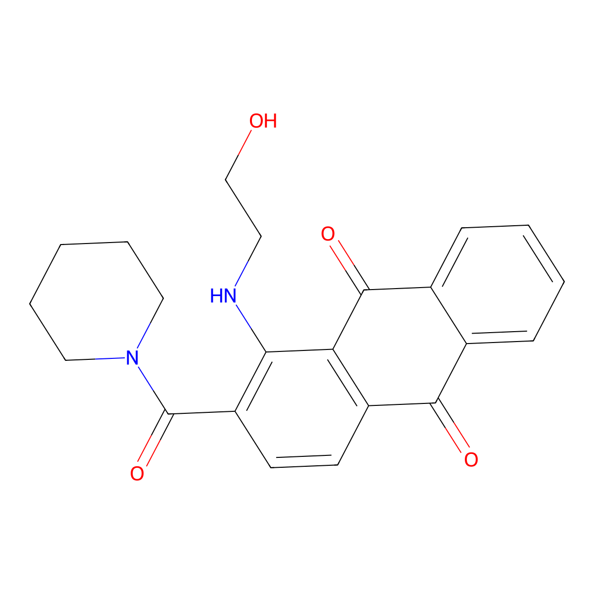 1-(2-Hydroxyethylamino)-2-(piperidine-1-carbonyl)anthracene-9,10-dione molecular structure, CAS 381199-10-6