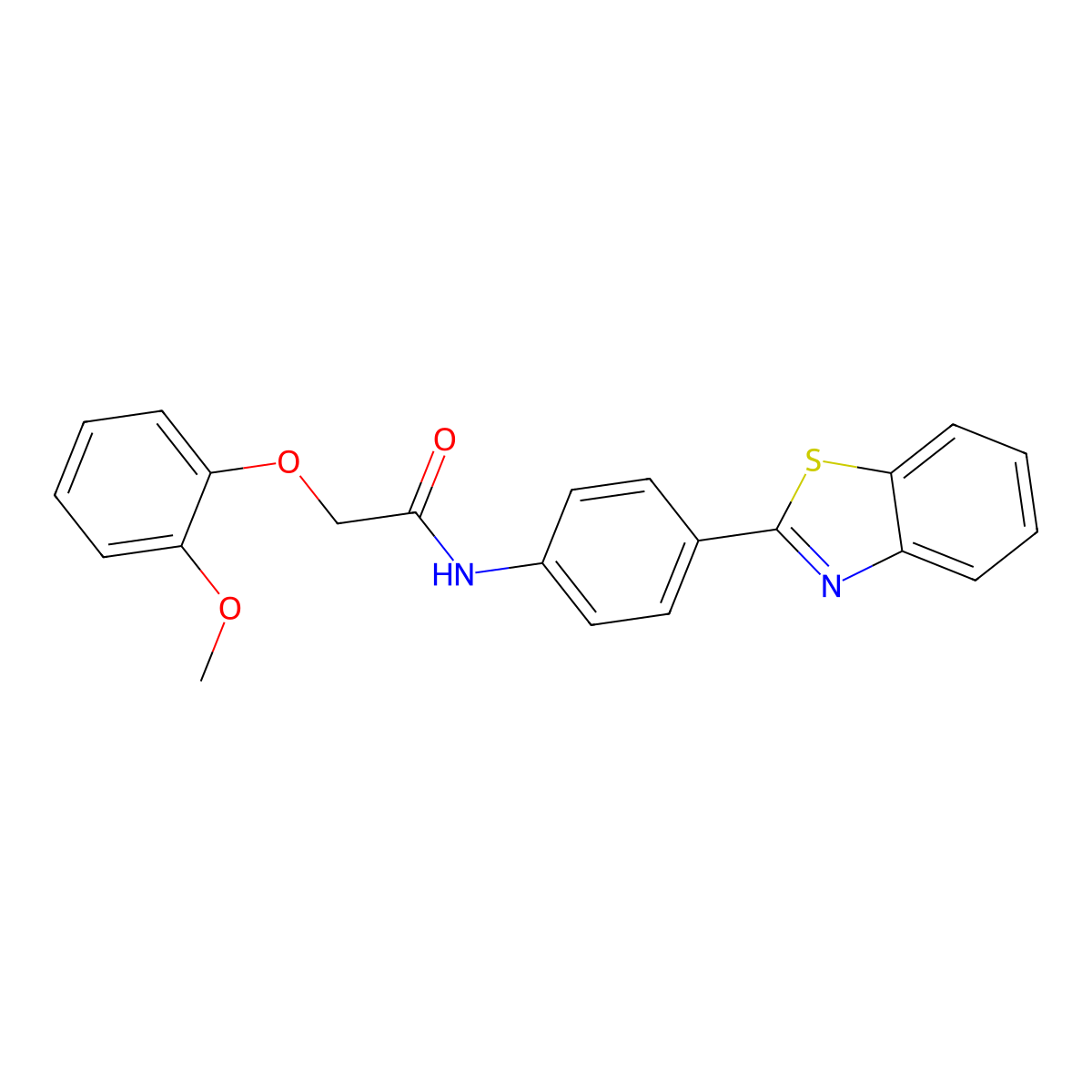 N-[4-(1,3-benzothiazol-2-yl)phenyl]-2-(2-methoxyphenoxy)acetamide molecular structure, CAS 381199-60-6