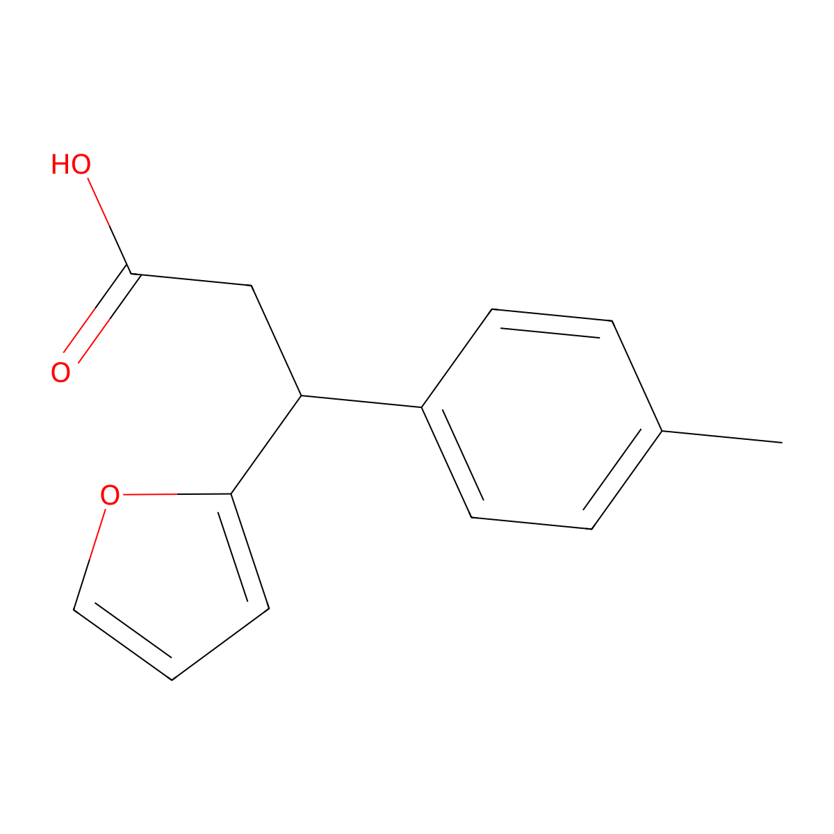 3-(Furan-2-yl)-3-(4-methylphenyl)propanoic acid molecular structure, CAS 381199-78-6