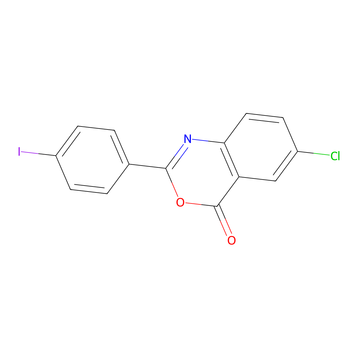 6-Chloro-2-(4-iodophenyl)-3,1-benzoxazin-4-one molecular structure, CAS 381200-03-9