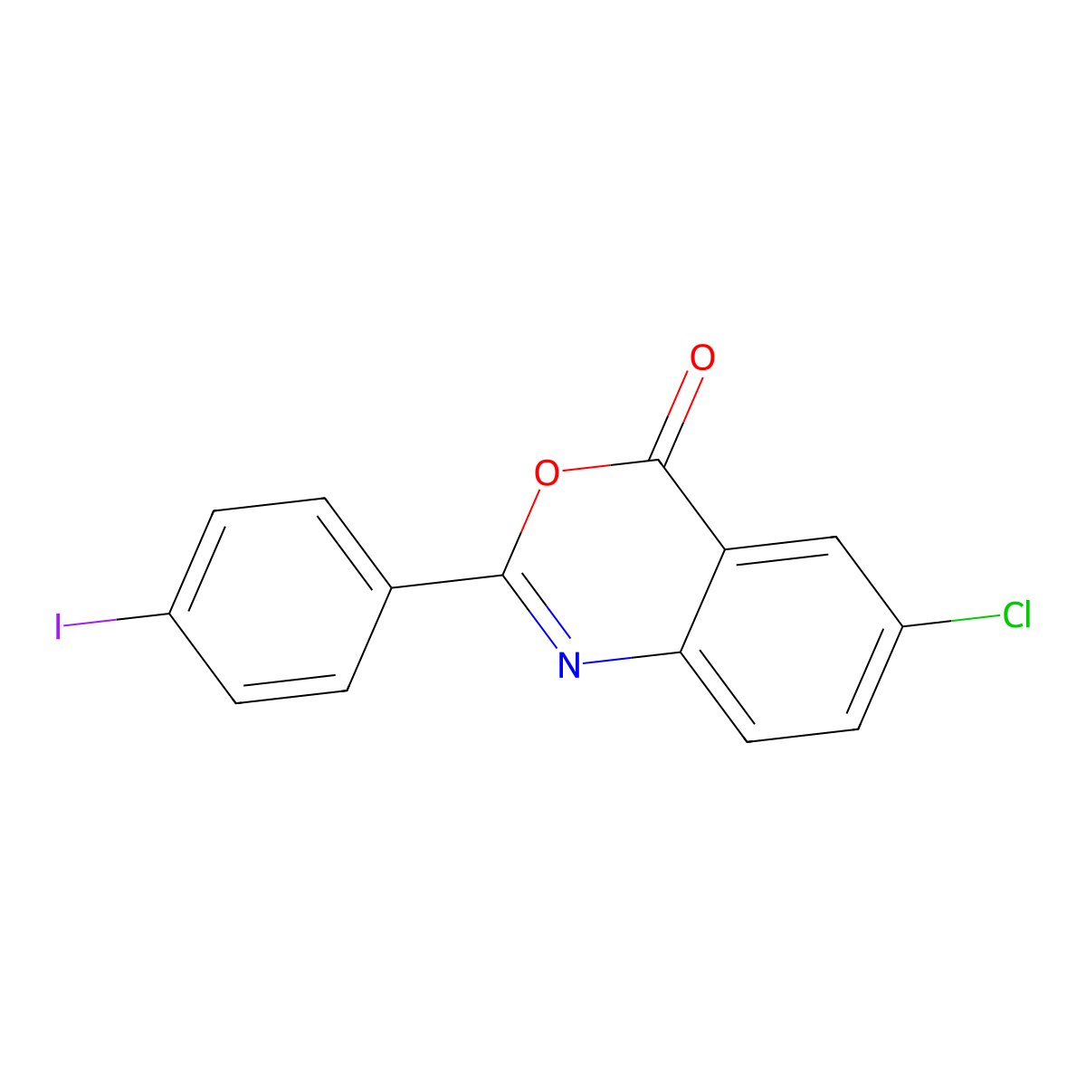 6-Chloro-2-(4-iodophenyl)-3,1-benzoxazin-4-one molecular structure, CAS 381200-03-9