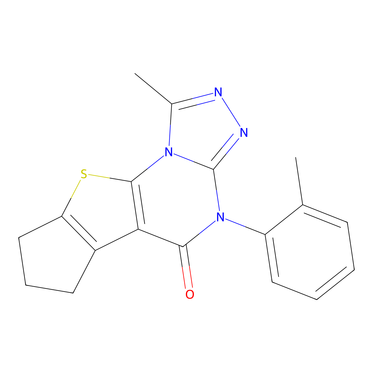 1-methyl-4-(2-methylphenyl)-7,8-dihydro-6H-cyclopenta[4,5]thieno[3,2-e][1,2,4]triazolo[4,3-a]pyrimidin-5(4H)-one molecular structure, CAS 381200-36-8