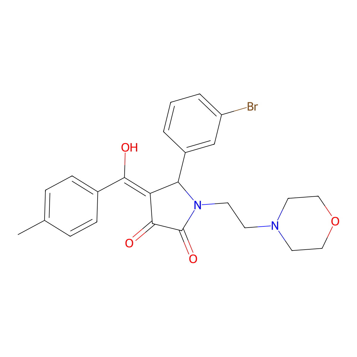 5-(3-bromophenyl)-3-hydroxy-4-(4-methylbenzoyl)-1-[2-(morpholin-4-yl)ethyl]-2,5-dihydro-1H-pyrrol-2-one molecular structure, CAS 381200-37-9