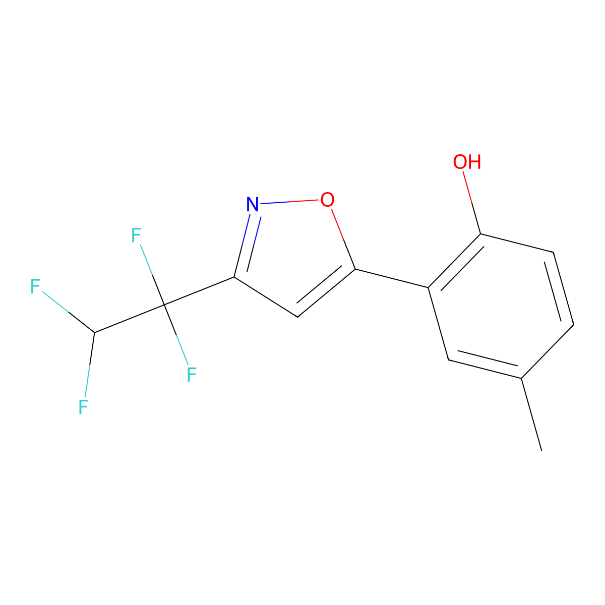 4-Methyl-2-[3-(1,1,2,2-tetrafluoroethyl)-1,2-oxazol-5-yl]phenol molecular structure, CAS 381200-77-7