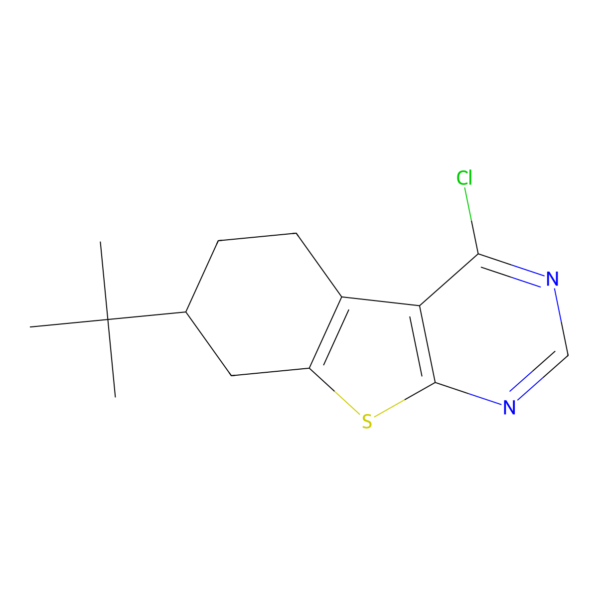 7-tert-Butyl-4-chloro-5,6,7,8-tetrahydro-benzo[4,5]thieno[2,3-d]pyrimidine molecular structure, CAS 381200-95-9