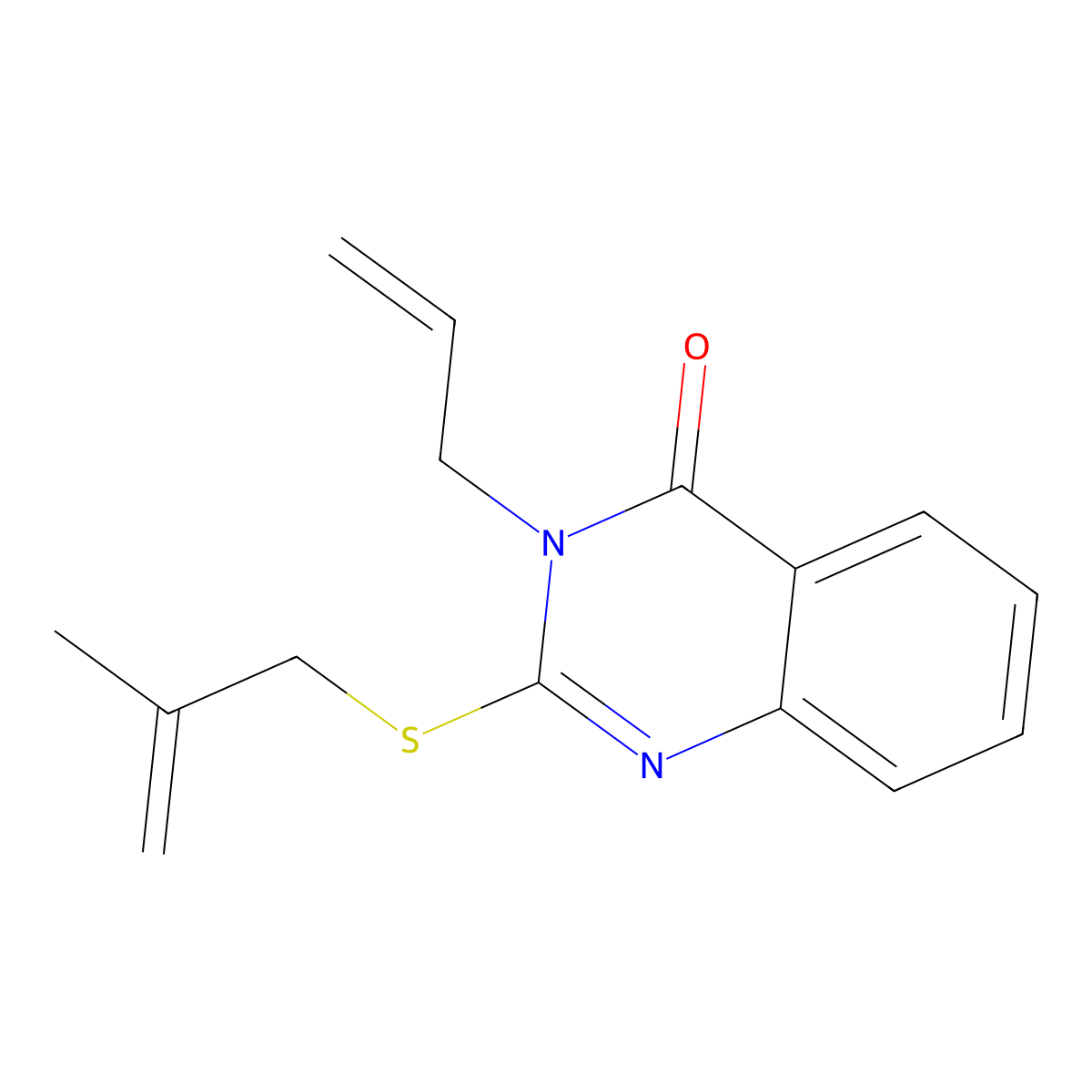 2-(2-Methylprop-2-enylsulfanyl)-3-prop-2-enylquinazolin-4-one molecular structure, CAS 381201-18-9
