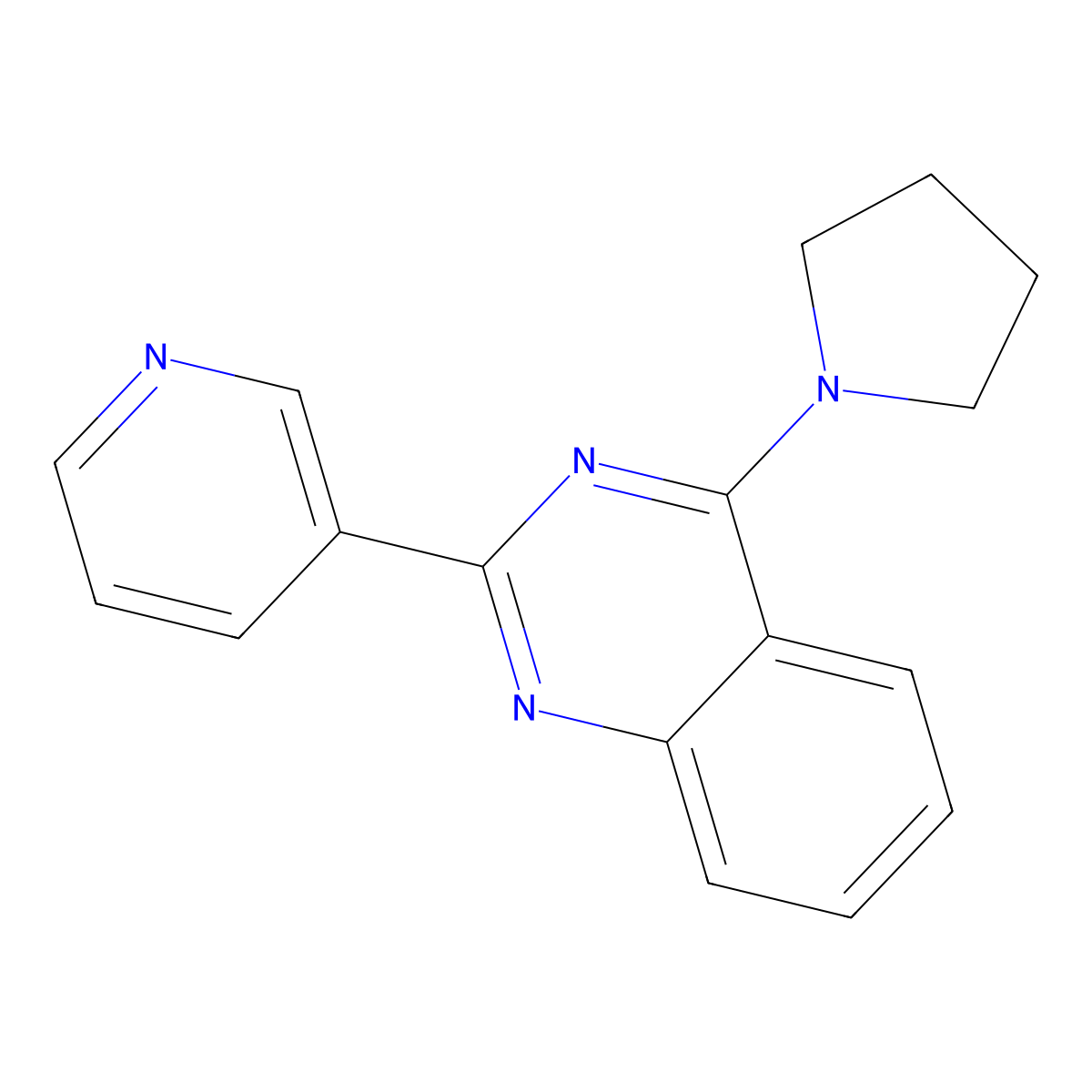 2-Pyridin-3-yl-4-pyrrolidin-1-ylquinazoline molecular structure, CAS 381201-40-7
