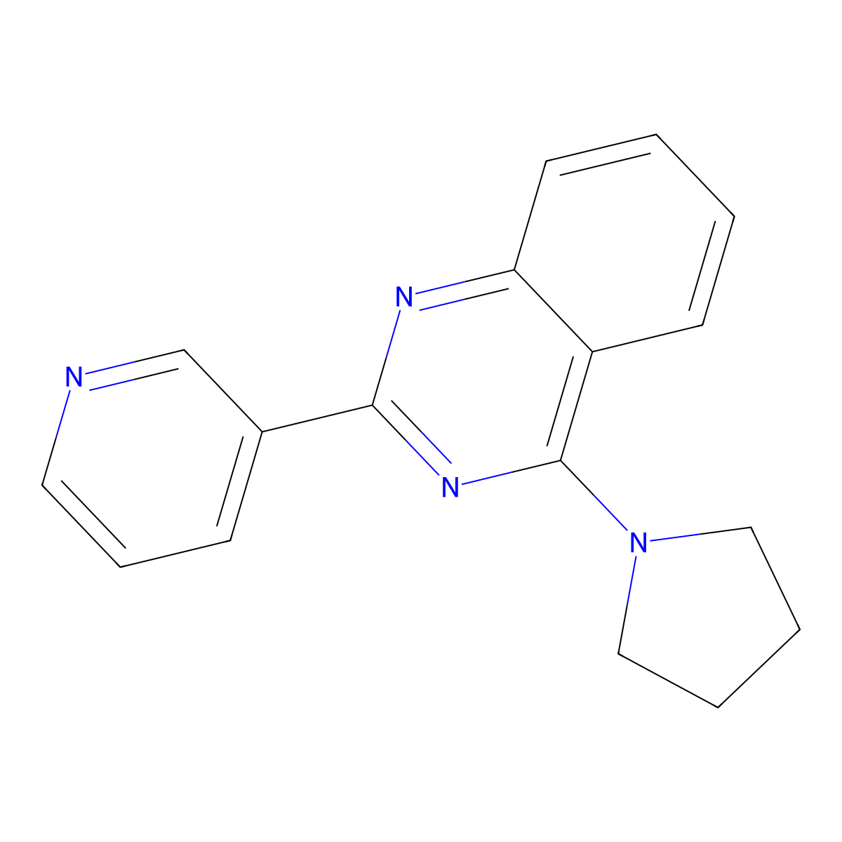 2-Pyridin-3-yl-4-pyrrolidin-1-ylquinazoline molecular structure, CAS 381201-40-7