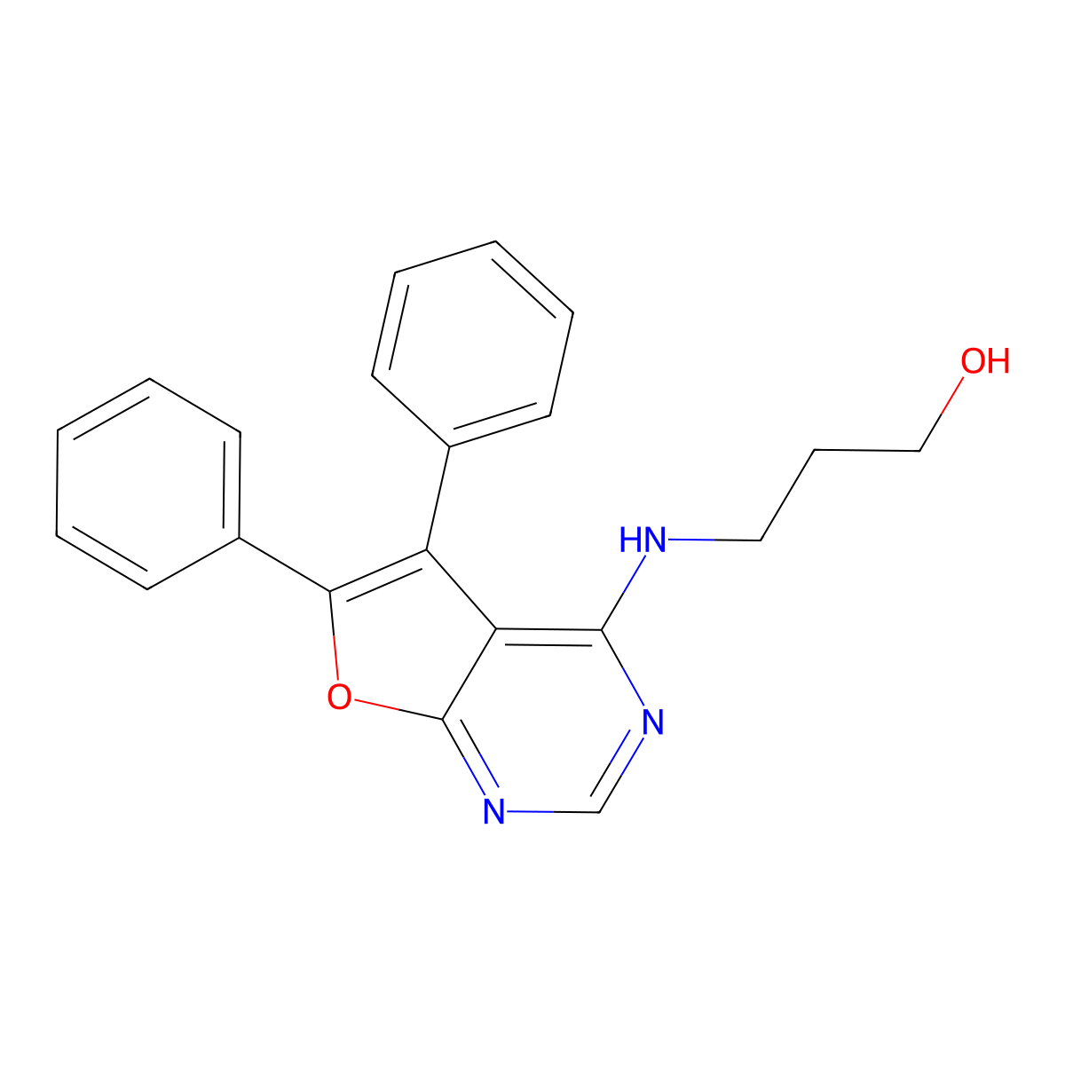 3-[(5,6-Diphenylfuro[2,3-d]pyrimidin-4-yl)amino]propan-1-ol molecular structure, CAS 381201-65-6