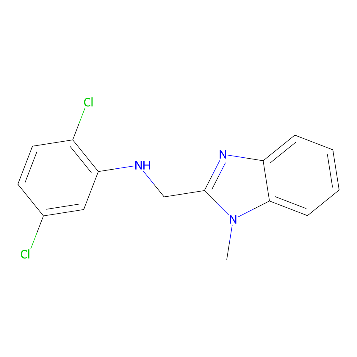 2,5-dichloro-N-[(1-methylbenzimidazol-2-yl)methyl]aniline molecular structure, CAS 381201-95-2