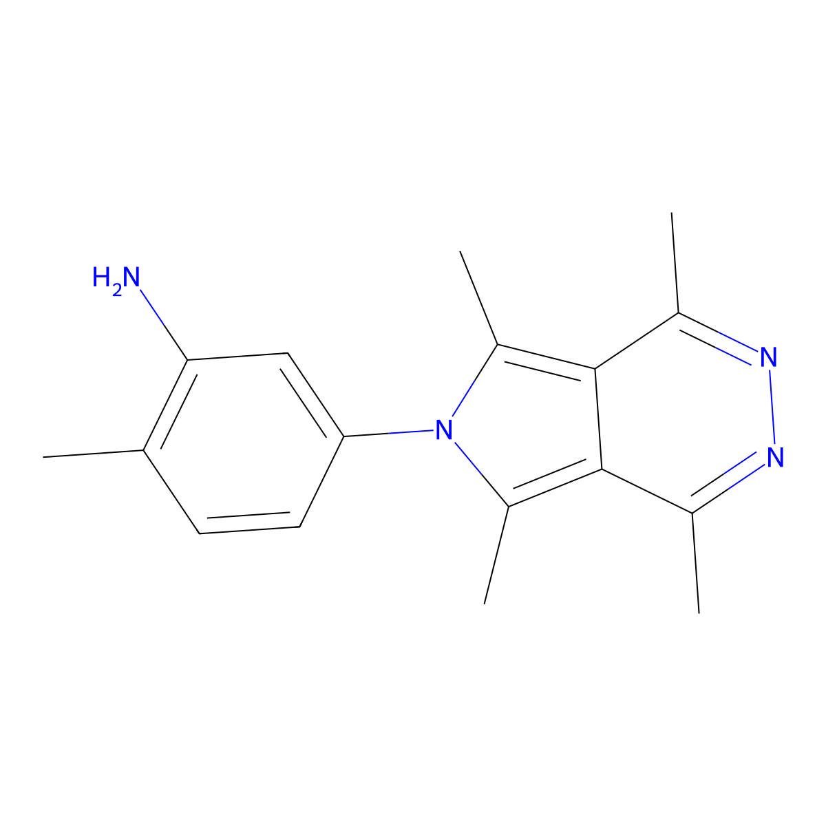 2-methyl-5-(1,4,5,7-tetramethyl-6H-pyrrolo[3,4-d]pyridazin-6-yl)aniline molecular structure, CAS 381202-58-0