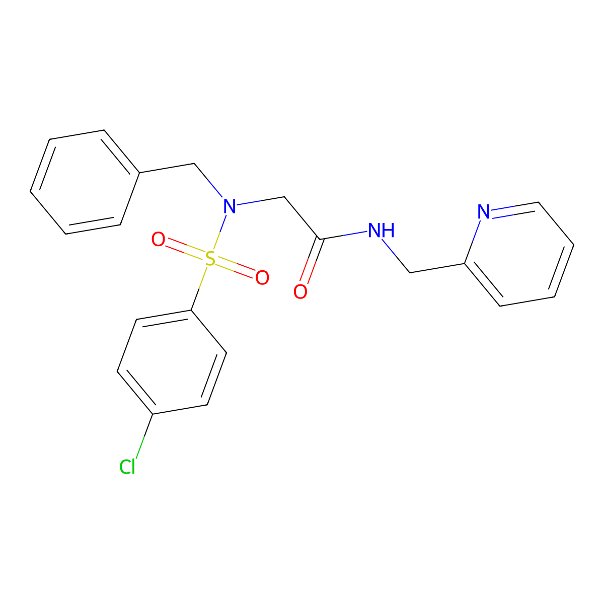 2-[benzyl-(4-chlorophenyl)sulfonylamino]-N-(pyridin-2-ylmethyl)acetamide molecular structure, CAS 381202-85-3