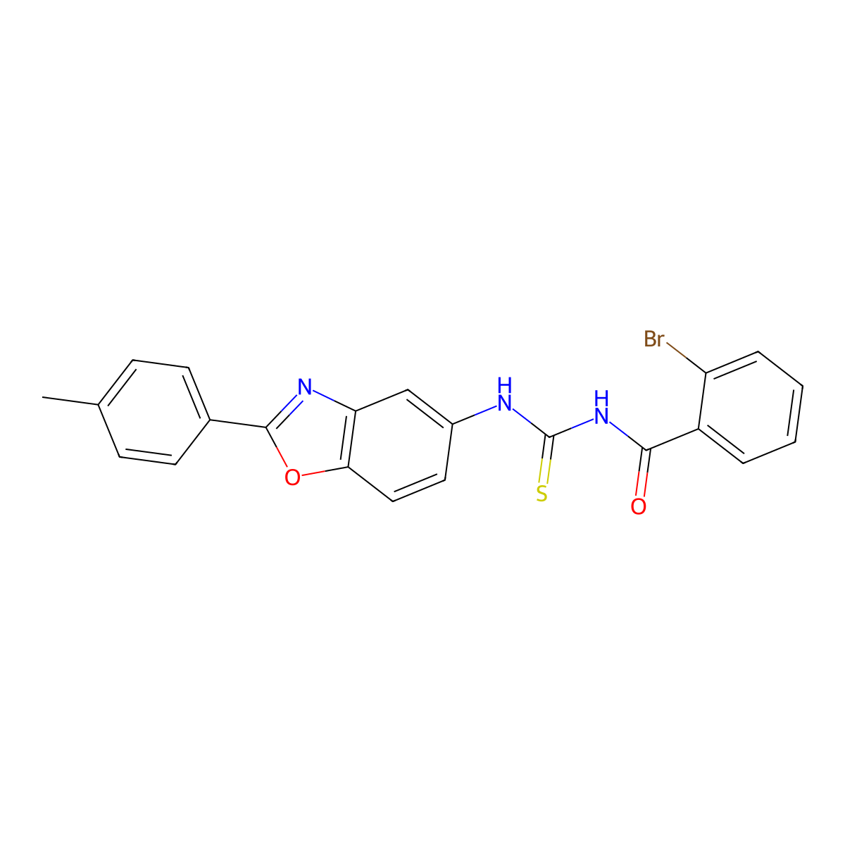 2-bromo-N-[[2-(4-methylphenyl)-1,3-benzoxazol-5-yl]carbamothioyl]benzamide molecular structure, CAS 381203-08-3