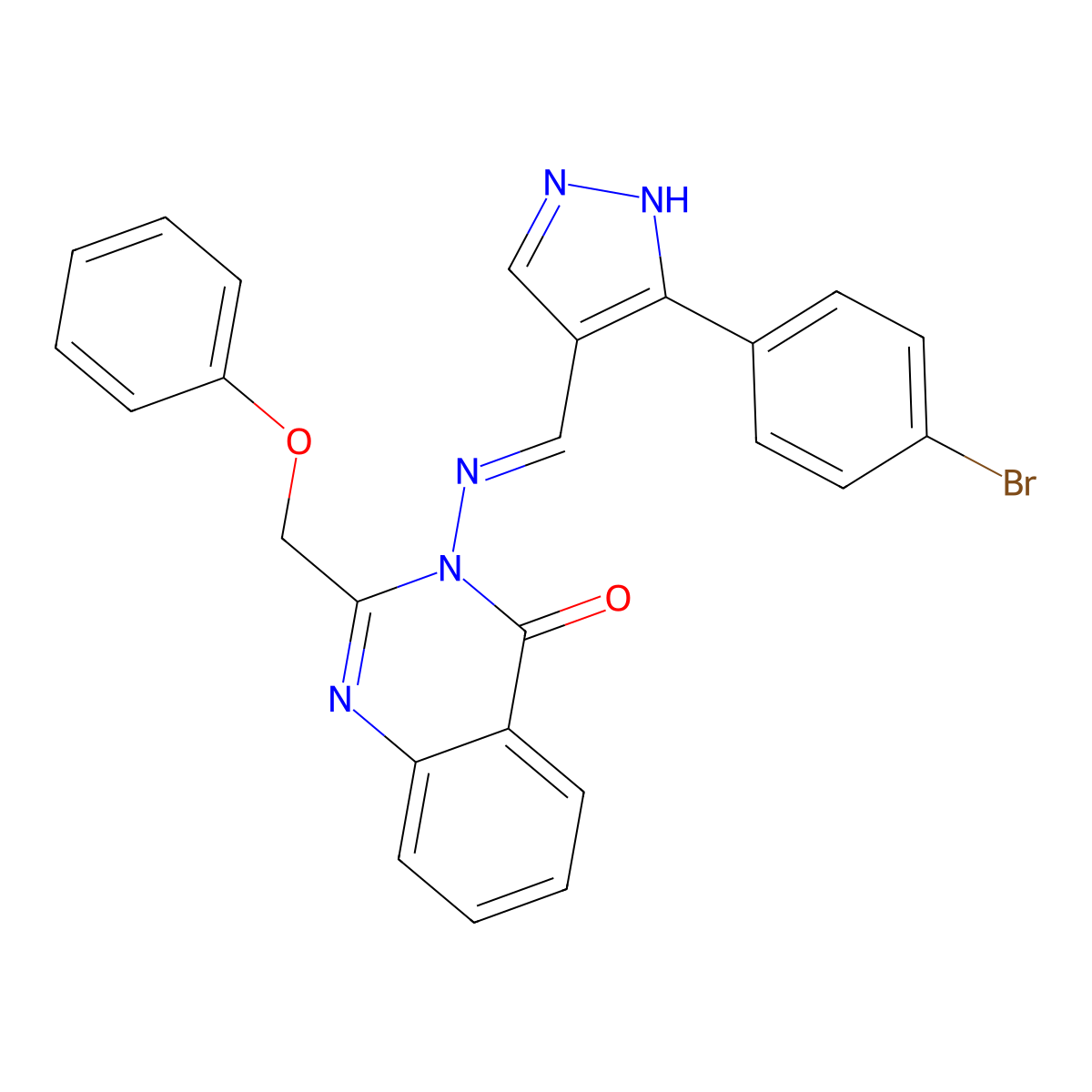 3-[[[3-(4-Bromophenyl)-1H-pyrazol-4-yl]methylene]amino]-2-(phenoxymethyl)-4(3H)-quinazolinone molecular structure, CAS 381203-58-3