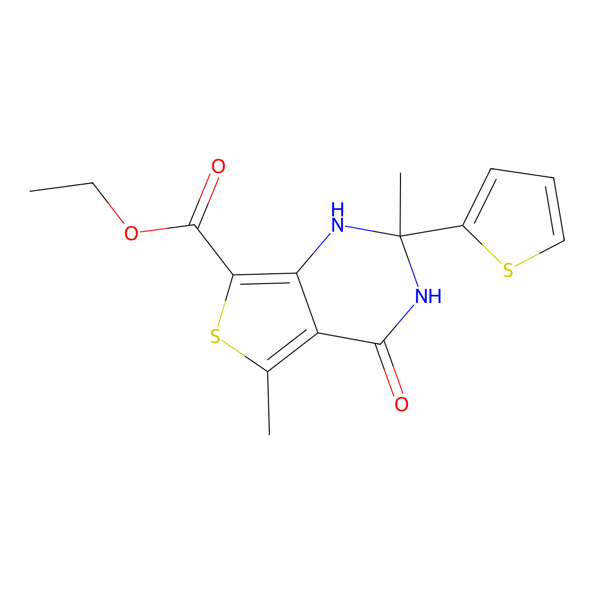 Ethyl 2,5-dimethyl-4-oxo-2-(thiophen-2-yl)-1,2,3,4-tetrahydrothieno[3,4-d]pyrimidine-7-carboxylate molecular structure, CAS 381203-81-2
