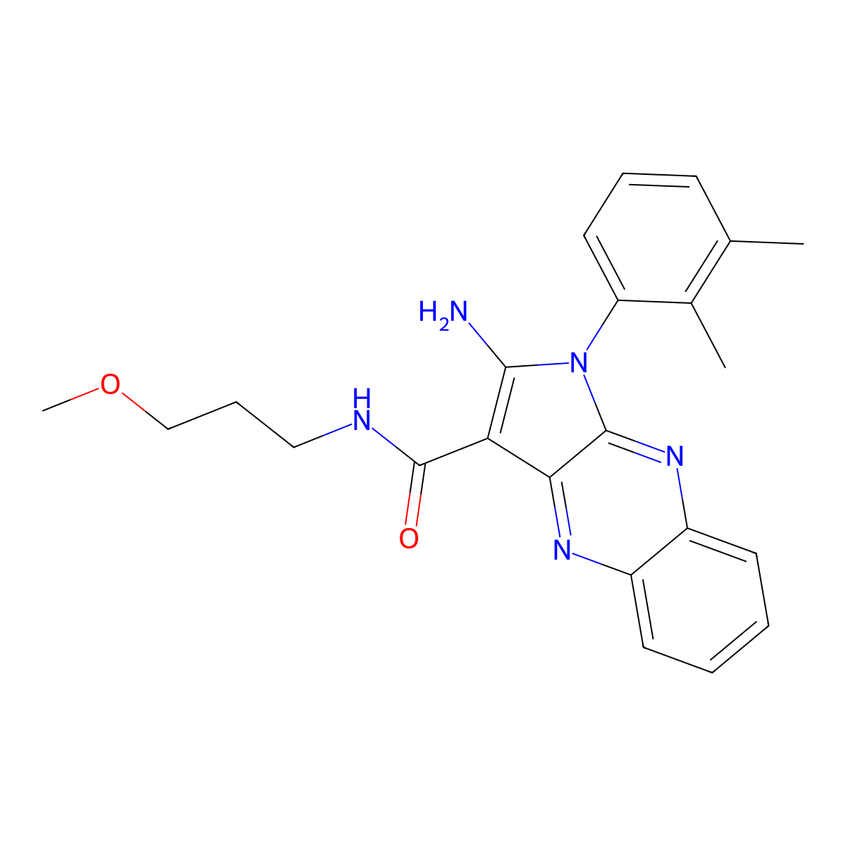 2-amino-1-(2,3-dimethylphenyl)-N-(3-methoxypropyl)-1H-pyrrolo[2,3-b]quinoxaline-3-carboxamide molecular structure, CAS 381204-69-9