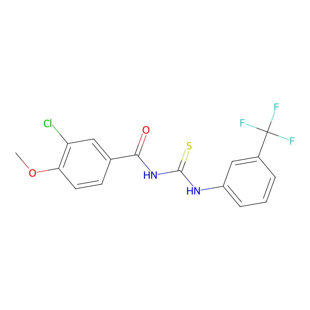 3-chloro-4-methoxy-N-[[3-(trifluoromethyl)phenyl]carbamothioyl]benzamide molecular structure, CAS 381206-97-9