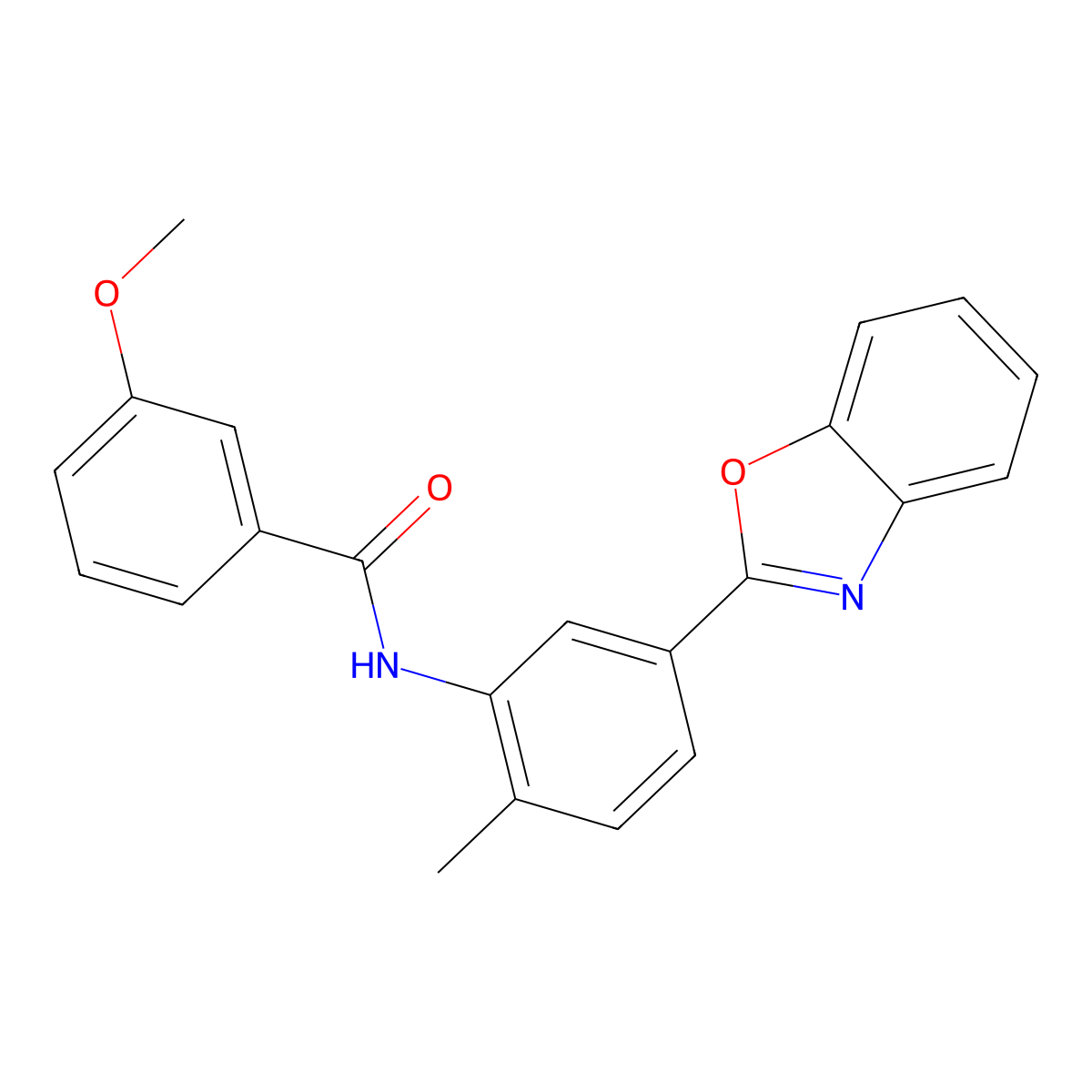 N-[5-(1,3-benzoxazol-2-yl)-2-methylphenyl]-3-methoxybenzamide molecular structure, CAS 381207-60-9