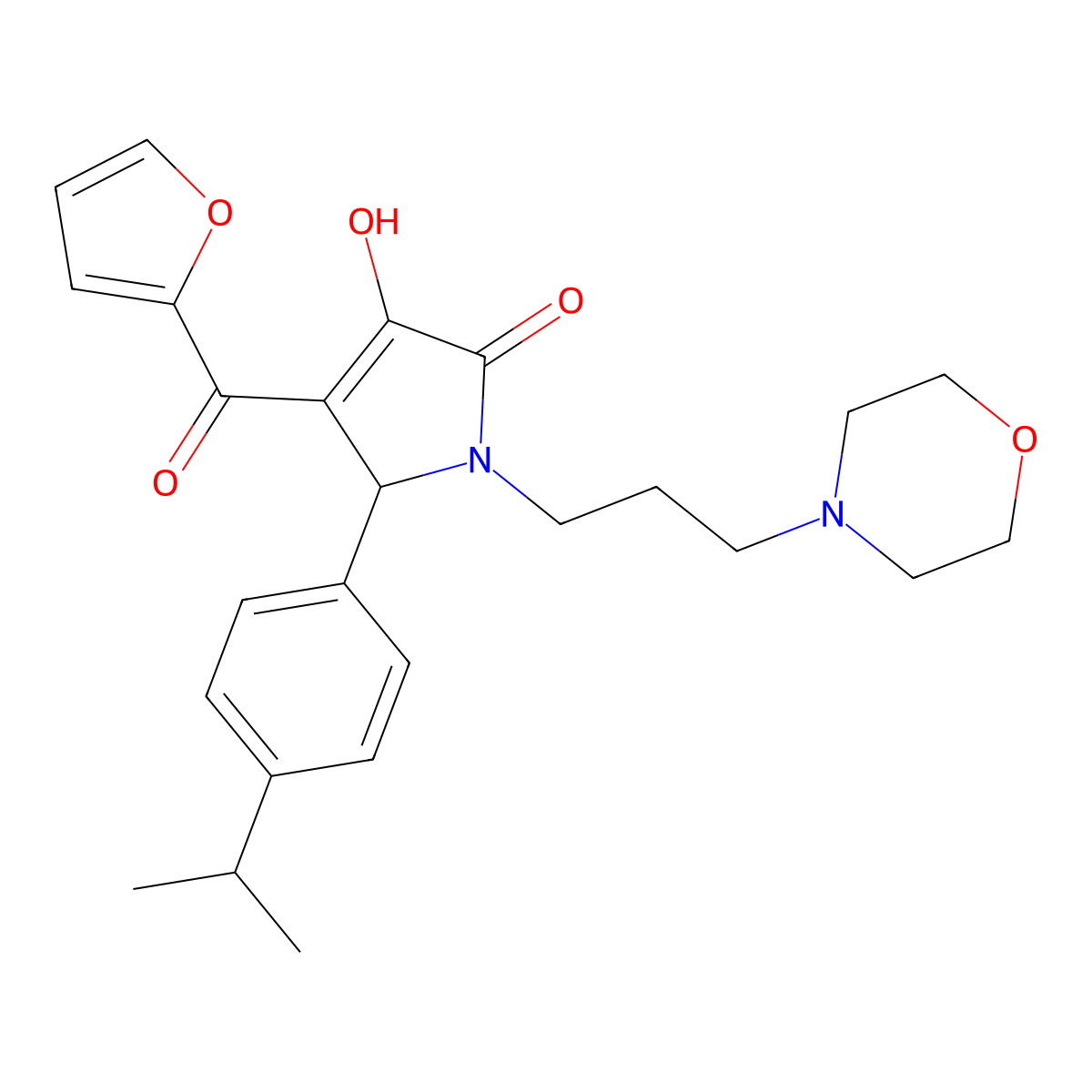 4-(furan-2-carbonyl)-3-hydroxy-1-[3-(morpholin-4-yl)propyl]-5-[4-(propan-2-yl)phenyl]-2,5-dihydro-1H-pyrrol-2-one molecular structure, CAS 381207-64-3