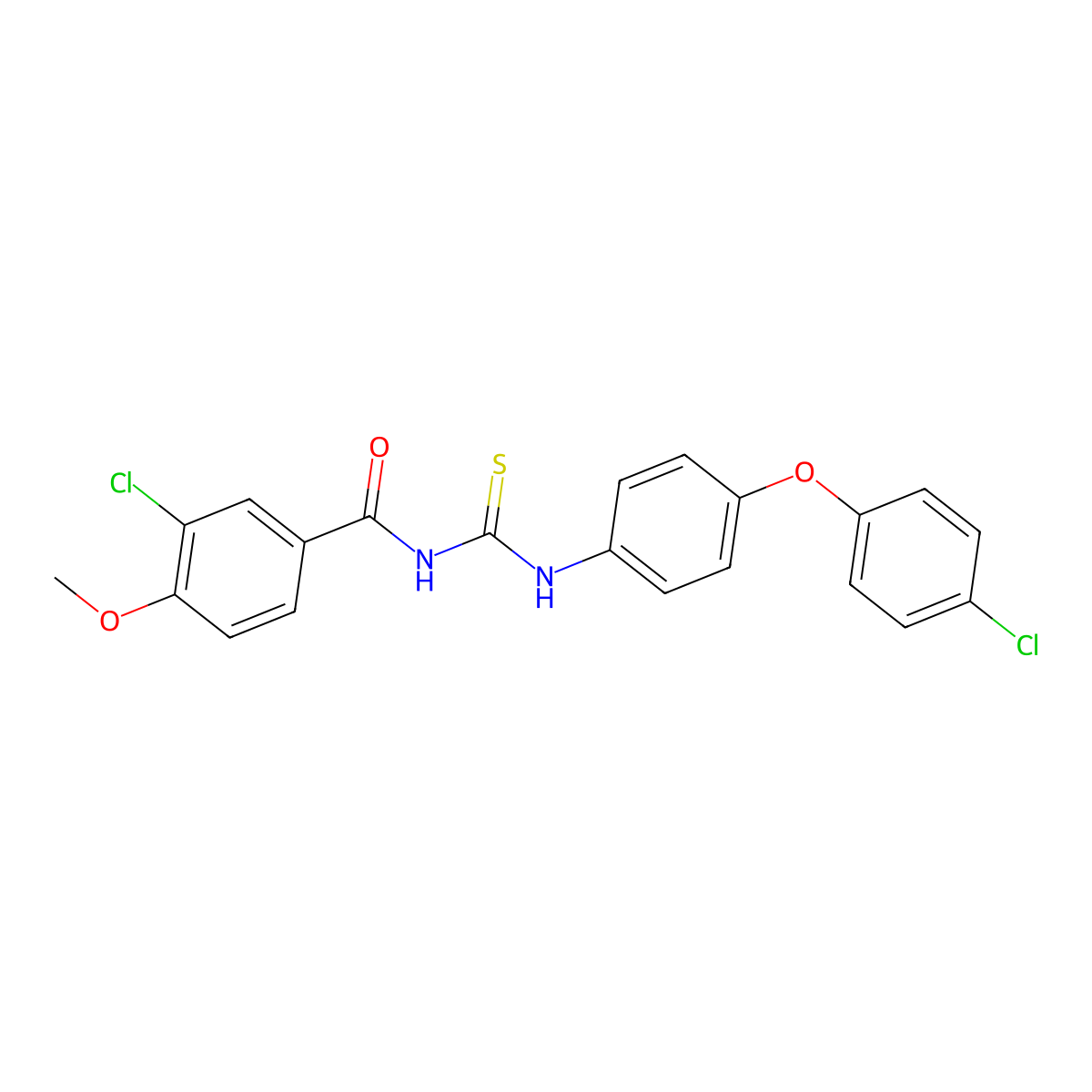 3-chloro-N-((4-(4-chlorophenoxy)phenyl)carbamothioyl)-4-methoxybenzamide molecular structure, CAS 381207-81-4