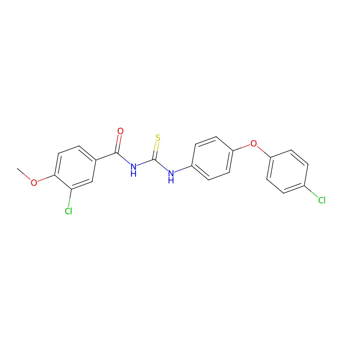 3-chloro-N-((4-(4-chlorophenoxy)phenyl)carbamothioyl)-4-methoxybenzamide molecular structure, CAS 381207-81-4