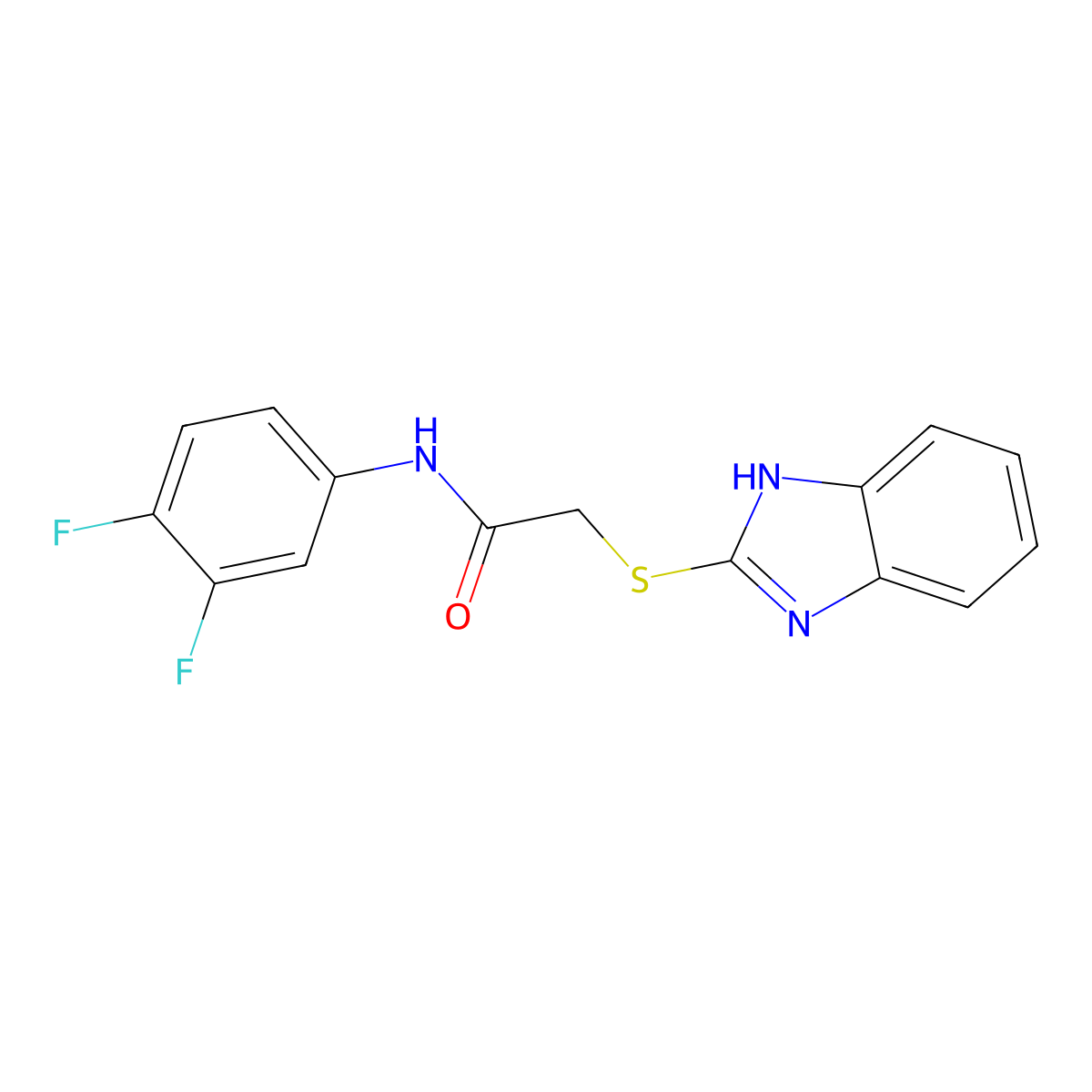 2-(1H-benzimidazol-2-ylsulfanyl)-N-(3,4-difluorophenyl)acetamide molecular structure, CAS 381208-18-0