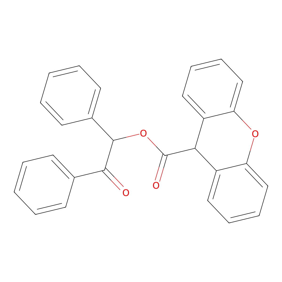 2-oxo-1,2-diphenylethyl 9H-xanthene-9-carboxylate molecular structure, CAS 381209-20-7