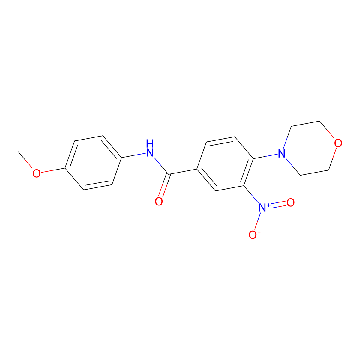 N-(4-methoxyphenyl)-4-morpholin-4-yl-3-nitrobenzamide molecular structure, CAS 381209-25-2