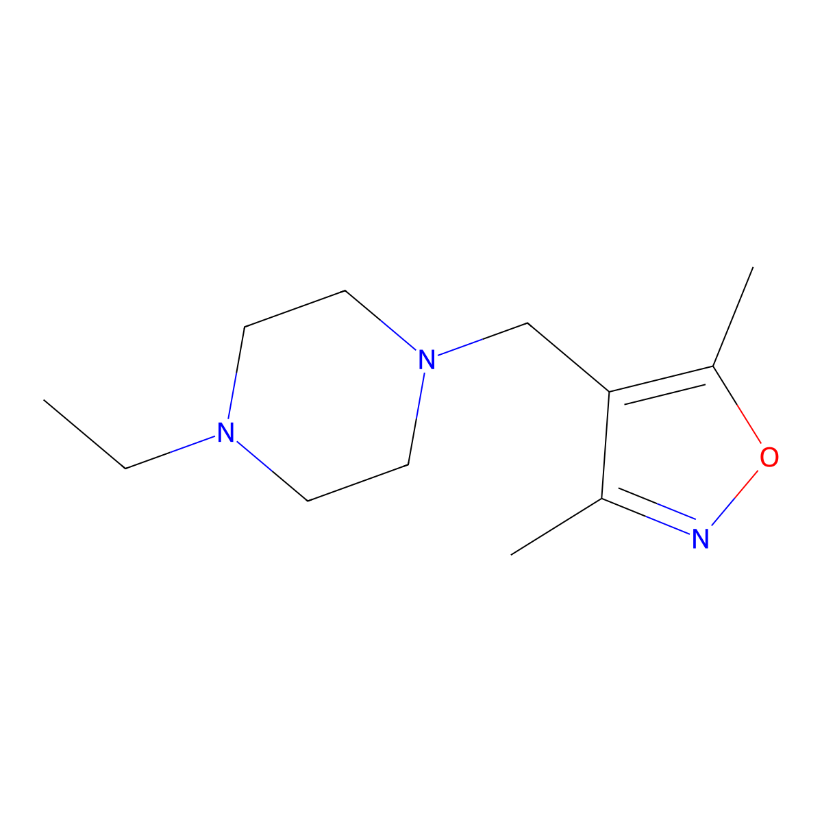 4-((4-Ethylpiperazin-1-yl)methyl)-3,5-dimethylisoxazole molecular structure, CAS 381209-81-0