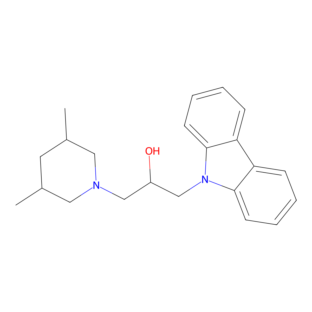 1-(9H-carbazol-9-yl)-3-(3,5-dimethylpiperidin-1-yl)propan-2-ol molecular structure, CAS 381214-32-0