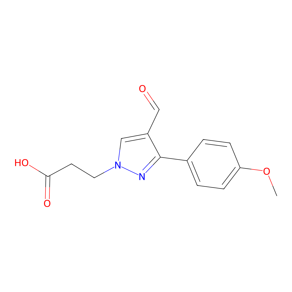 3-(4-Formyl-3-(4-methoxyphenyl)-1H-pyrazol-1-yl)propanoic acid molecular structure, CAS 381214-34-2