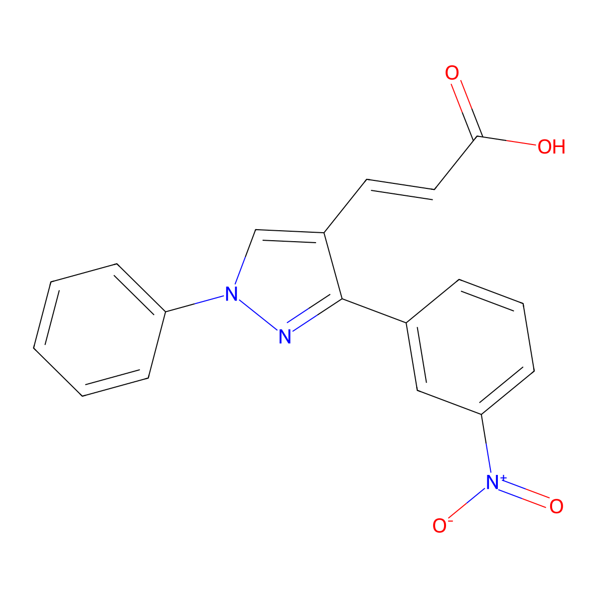 3-[3-(3-nitrophenyl)-1-phenyl-1H-pyrazol-4-yl]prop-2-enoic acid molecular structure, CAS 381214-35-3