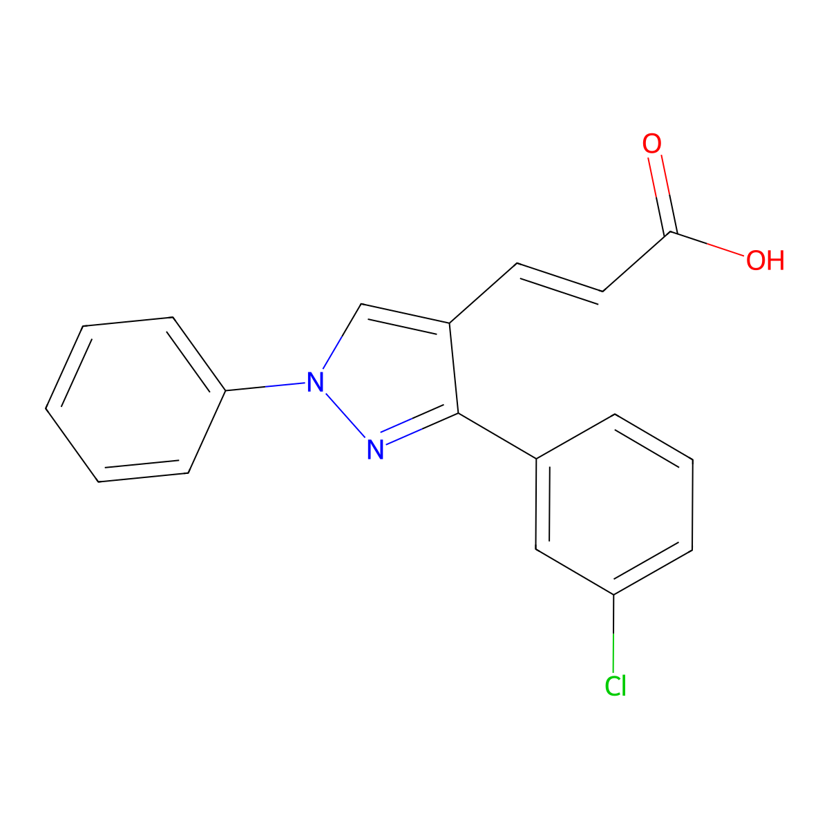 3-[3-(3-chlorophenyl)-1-phenyl-1H-pyrazol-4-yl]prop-2-enoic acid molecular structure, CAS 381214-36-4
