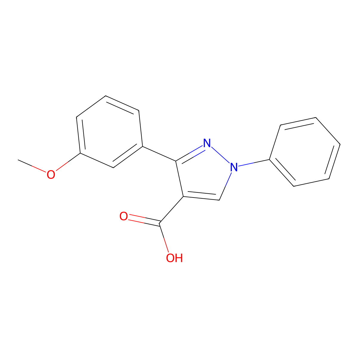 3-(3-methoxyphenyl)-1-phenyl-1H-pyrazole-4-carboxylic acid molecular structure, CAS 381214-37-5